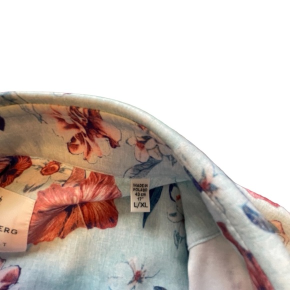 Emanuel Berg Modern Fit-17in neck-Size L/XL-Floral Print-Made in Poland - Picture 6 of 12